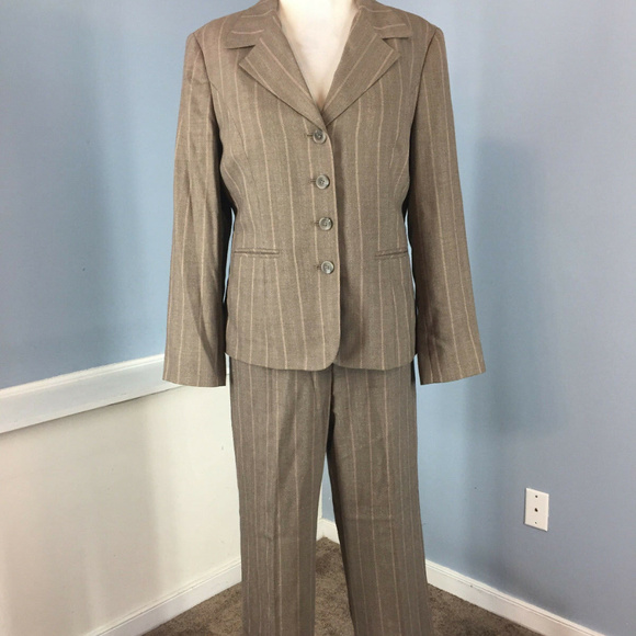 Brown wool blend pinstripe trousers to match frock coat select require size